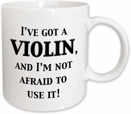 Miniatura 9 de 3dRose I've Got A Violin and I'M Not Afraid to Use It - Taza de 11 onzas, color negro