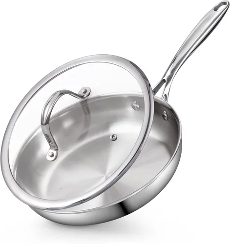 Miniatura 8 de Cooks Standard Sartén de Freír de Acero Inoxidable, Wok Sartén para Saltear Multi-Capa de 10 Pulgadas, Sartén de Cocina, Plateado