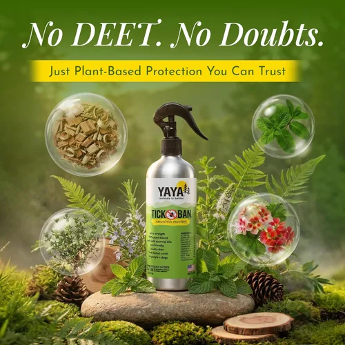 Miniatura 3 de Repelente de insectos YAYA Organics de TICK BAN. Repelente de insectos y garrapatas, sin DEET, 100% natural, ingredientes orgánicos., 16 onza