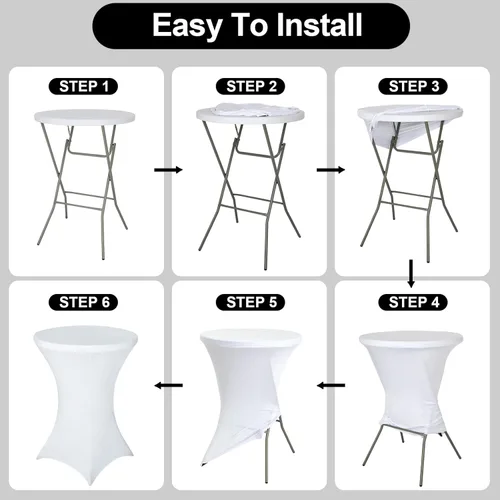 Miniatura 5 de FestiCorp Paquete de 2 manteles de elastano, mantel ajustable de cóctel, manteles redondos elásticos para fiestas, DJ, bares, bodas, cumpleaños