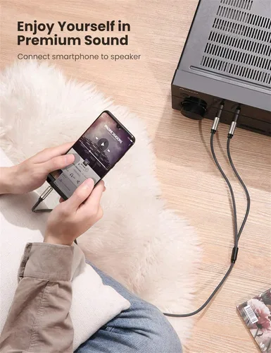 Miniatura 8 de Cables Ugreen: cable distribuidor en Y, enchapado en oro de 1/8 pulgadas TRS a 1/4 pulgadas TS mono para iPhone, iPod, tarjetas de sonido