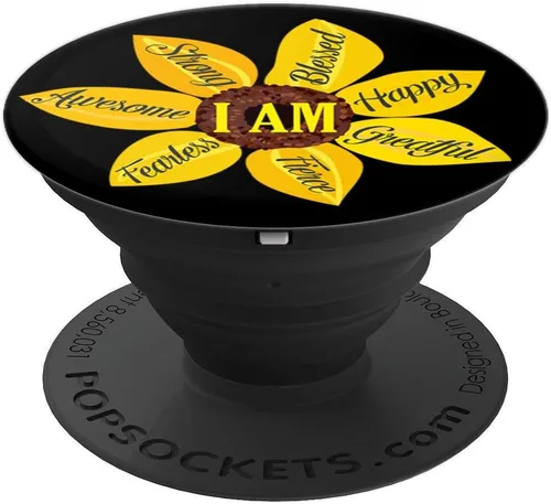 Miniatura 4 de Inspirational Quote Apparel Inspirational Gifts - Soporte para teléfonos y tabletas, diseño de girasoles, Negro