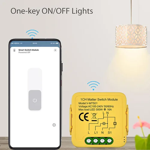 Miniatura 5 de Matter Smart Switch Module DIY Light Relay Switch 16A/100-240V, funciona con Apple Home, Siri, Alexa, Google, SmartThings, Matter Smart Home