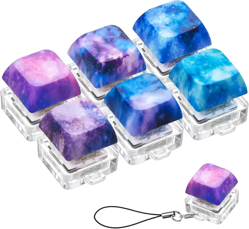 Miniatura 7 de Taiyin - 6 piezas de teclado, teclado clicker, llavero para la ansiedad con botón de descompresión, botón de clicker, juguetes para aliviar el Oscuro
