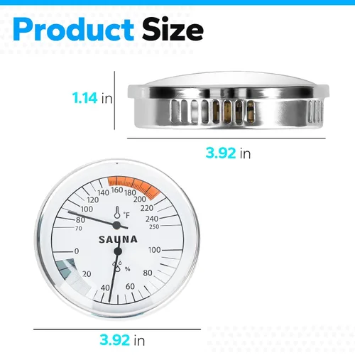 Miniatura 3 de Termómetro de sauna 2 en 1 Fahrenheit, medidor de temperatura de sauna colgante para salas de sauna, accesorios de sauna de vapor infrarrojos, rango