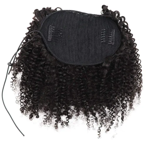 Miniatura 2 de Extensiones de cola de caballo de cabello humano rizado afro, rizado con cordón, extensiones de cabello humano rizado natural en cola de caballo