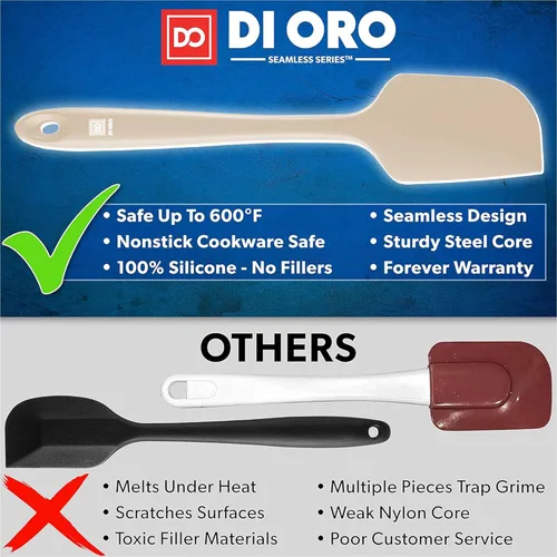 Miniatura 2 de DI ORO juego de espátulas de silicona - espátulas de cocina de goma para hornear, cocinar y mezclar - espátulas de raspador de silicona resistentes