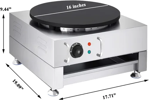 Miniatura 3 de Fabricante eléctrico del crepe plancha grande de los crepes de la máquina de la torta de 16 pulgadas con el esparcidor de madera y la espátula