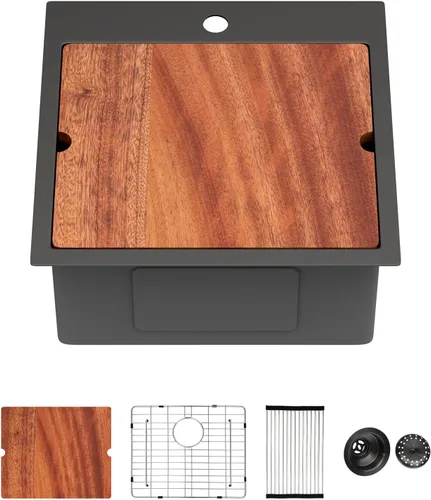 Miniatura 60 de Fregadero de cocina para exteriores, 21 x 20 pulgadas, fregadero de barra para exteriores, fregaderos de cocina de acero inoxidable de montaje