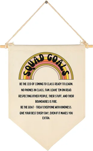 Miniatura 25 de Cartel de pared para aula, regalo para profesores, letrero de sala de lectura, texto en inglés "It's A Beautiful Day for Learning", lienzo