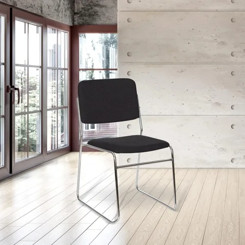 Miniatura 2 de OEF Furnishings OEF8660/2 Silla apilable acolchada de tela de grado comercial (negro, paquete de 2)
