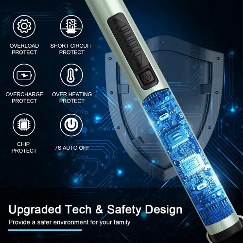 Miniatura 3 de Encendedor de vela eléctrico SUPRUS USB tipo C recargable con carcasa de acero y gancho colgante con cuello flexible de 360° (Verde)