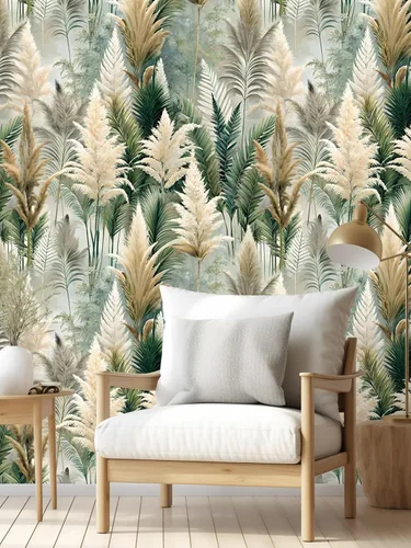 Miniatura 6 de Floralplus Papel tapiz removible de bosque bohemio para despegar y pegar, papel tapiz de hojas bohemias para dormitorio, baño, papel de contacto