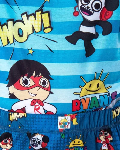 Miniatura 3 de Komar Kids Ryans World Boys Wow Ryan and Combo Panda Shirt Pants and Shorts 3 Piece Pajama Set