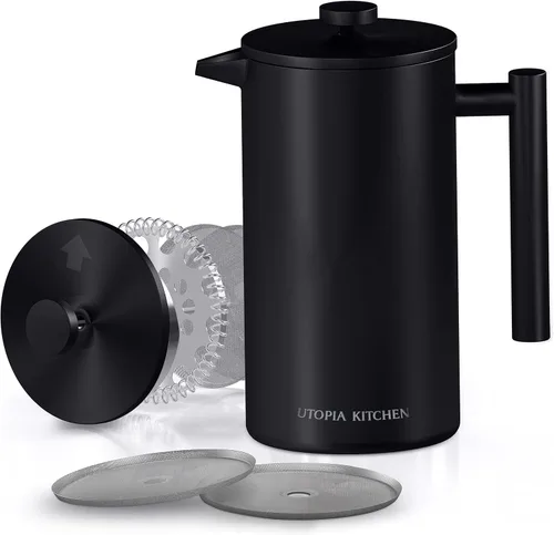 Miniatura 11 de Cafetera francesa - para café espresso y té - por Utopia Kitchen, Acero inoxidable Plateado