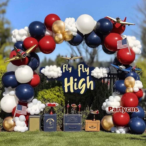 Miniatura 2 de Arco de globos rojo, blanco y azul, doble relleno, kit de guirnalda de globos de látex dorado con látex dorado para cumpleaños, 4 de julio, Rojo