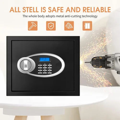 Miniatura 9 de 1.6 Cuft - Cajas fuertes a prueba de fuego para uso doméstico, caja de seguridad personal digital antirrobo con teclado electrónico y llaves
