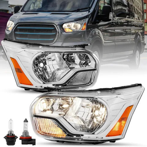 Miniatura 10 de SOCKIR Conjunto de faros delanteros de carcasa cromada para Ford Transit Van 150 250 350 HD de repuesto para Ford Transit Van 150 250 350 HD, lado