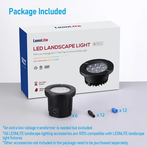 Miniatura 9 de LEONLITE Dia. 4 Pulgadas Luces de Pozo LED Empotradas en Suelo 5CCT para Paisajismo, 5 Temperaturas de Color Seleccionables, 12-24V AC/DC CRI90 Bajo