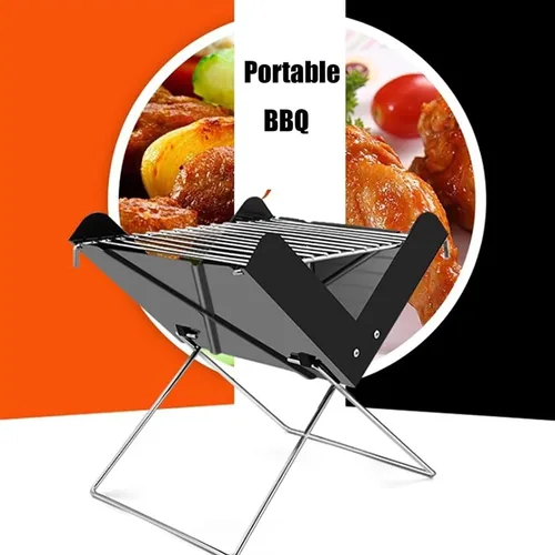 Miniatura 4 de Barbacoa Parrilla de carbón al aire libre Parrilla de carbón portátil Barbacoa Parrilla de barbacoa de acero inoxidable plegable para acampar Parr
