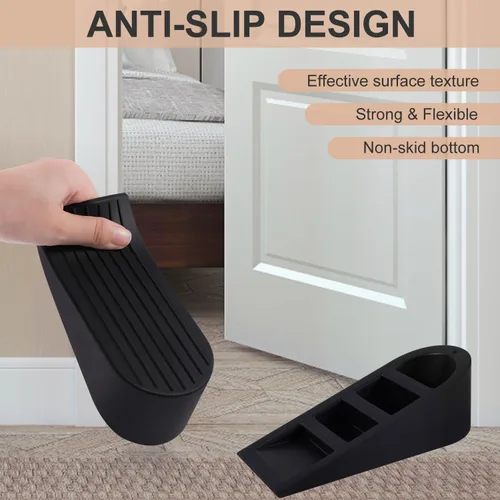Miniatura 5 de JZWBLILY Topes de puerta grandes para la parte inferior de la puerta en el piso, cuña de tope de puerta de goma grande premium, topes de puerta Negro