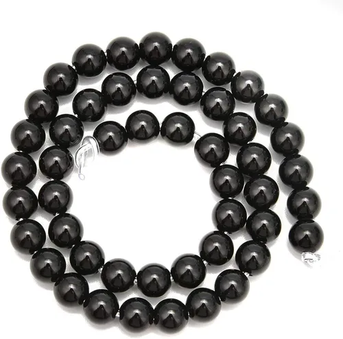 Miniatura 7 de Cuentas sueltas de gemas naturales redondas de 0.039 pulgadas de ónix negro de 0.039 pulgadas para hacer joyas y hacer bricolaje Agujero grande