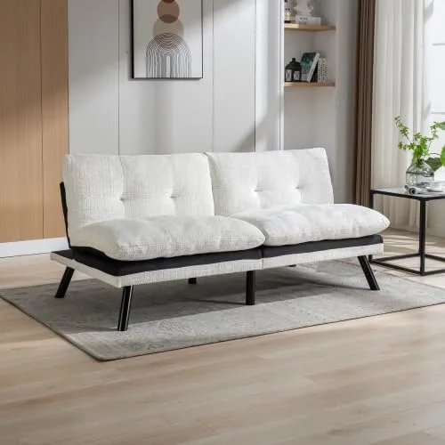 Miniatura 14 de anwickjeff Sofá cama futón, sofá convertible moderno, sofá biplaza plegable, sofás de futón transpirables para espacios pequeños compactos