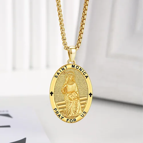 Miniatura 248 de Collar con colgante de plata de ley 925 con medalla de San Patrón, joyería religiosa para hombres y mujeres, con cadena de acero inoxidable 316L