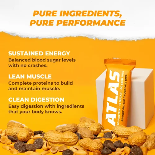 Miniatura 7 de Barrita de Proteína Atlas Real Food – 20g de Proteína Limpia, 1g de Azúcar, Sin Aceites de Semillas, Sin Edulcorantes Artificiales