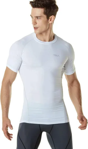 Miniatura 5 de TSLA Camisas térmicas de compresión de manga corta para hombre, camiseta deportiva deportiva atlética, camiseta para correr con equipo de invierno