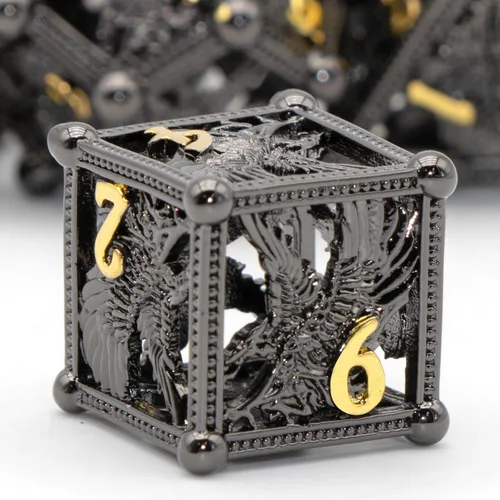 Miniatura 2 de DND - Dados de águila con diseño de águila de 7 piezas, metal DND para Dungeons and Dragons D&D para juegos de rol RPG (negro)