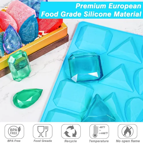 Miniatura 4 de Koluti Crystal Candy - Molde de silicona para hacer bricolaje, 16 cavidades, molde para hornear chocolate con gemas de caramelo de gomita