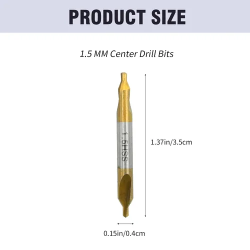 Miniatura 4 de MDEOOSKY Paquete de 10 brocas centrales de 0.069 pulgadas – M2 HSS revestimiento de titanio, avellanado combinado de 60° para torno de precisión