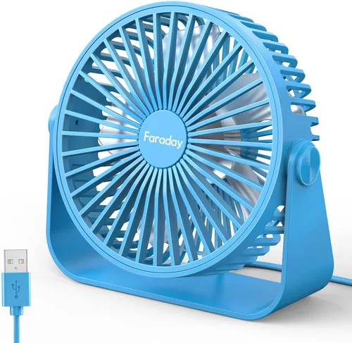 FARADAY Ventiladores de escritorio USB de 5 pulgadas, ventiladores de mesa portátiles, rotación de cabezal de 360°, ventilador de escritorio