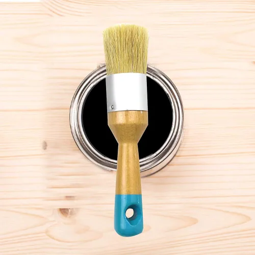 Miniatura 9 de MAXMAN Pinceles de tiza para muebles, paquete de 2 pinceles pequeños para cera, cepillo para plantillas, pinceles profesionales de cerdas naturales
