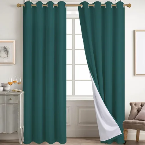 Miniatura 83 de Diraysid Cortinas 100% opacas de lino beige para dormitorio, con ojales, aislamiento térmico, cortinas de oscurecimiento de habitación