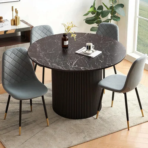 Miniatura 26 de Juego de 2 sillas de comedor de terciopelo azul marino, sillas tapizadas de cocina y comedor con patas de metal, sillas decorativas modernas