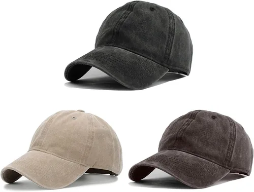 Miniatura 12 de HH HOFNEN Gorra de béisbol de algodón de sarga lavada y desgastada, vintage, ajustable, para hombre y mujer