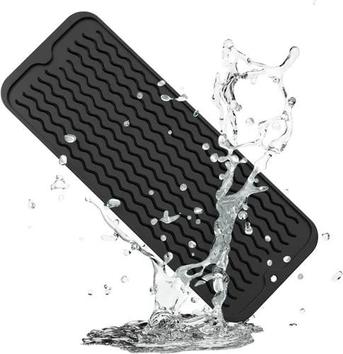 Miniatura 20 de ZLR 2 bandejas de silicona para fregadero (6 x 12 pulgadas/6.024 x 12.008 in) - Soporte estrecho para esponja para encimera de cocina - Tapete Negro