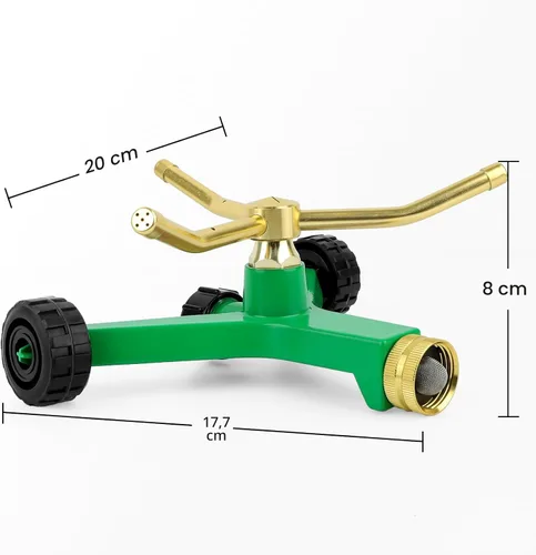 Miniatura 7 de RESTMO Aspersor de Metal de 3 Brazos con Base con Rueda, Sistema de Aspersor Rotatorio Automático de 360 Grados para Césped, Planta de Jardín