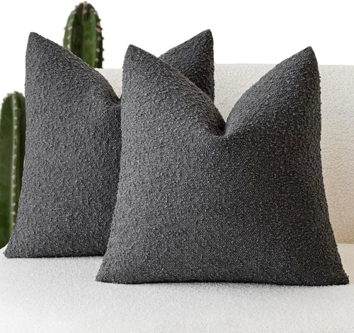 Miniatura 67 de Foindtower - Juego de 2 fundas decorativas de textura de bucle, fundas de almohada acentuadas, fundas de cojín sólidas, neutrales, para sofá, silla