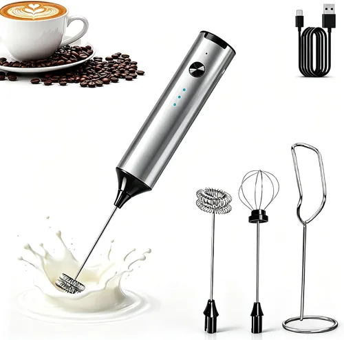 Miniatura 11 de Espumador de leche recargable de mano, espumador de café eléctrico, espumador de mano portátil mezclador de bebidas para café, latte, capuchino