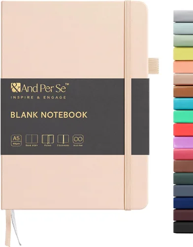 &And Per Se - Cuaderno en blanco, 160 páginas, 5.7 x 8 pulgadas, cuaderno de rayas estrechas con papel grueso para escribir, cuaderno de tapa dura