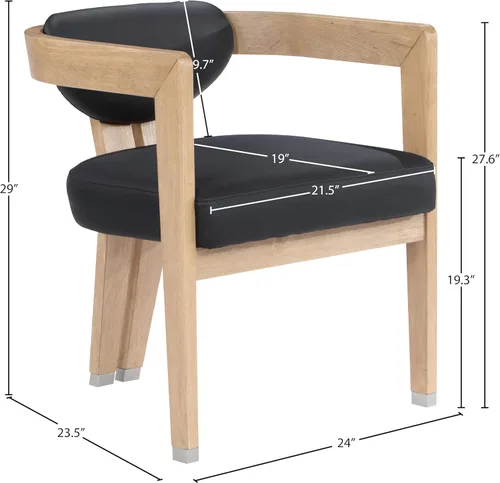 Miniatura 3 de Meridian Furniture 564Black-C Carlyle Collection Modern Silla de comedor contemporánea, acabado natural cepillado de madera maciza, cuero vegano