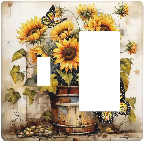 Miniatura 135 de Cubiertas Decorativas de Tomacorrientes Estilo Gótico Cuervo Flores Púrpuras 1 Gang Interruptor de Luz Simple Basculante Placa Cubierta Placas