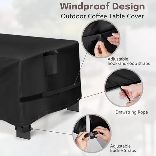 Miniatura 5 de Funda para Mesa de Café de Exterior Rectangular, Impermeable para Patio, Funda Pequeña Rectangular para Mesa de Café, Fundas para Muebles