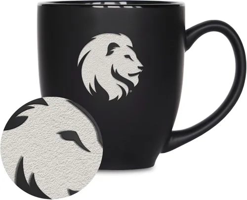 Miniatura 173 de Rico Industries - Taza de cerámica mate negra con grabado láser estándar de 15oz para NCAA (escuelas T & U) - Para bebidas calientes o frías