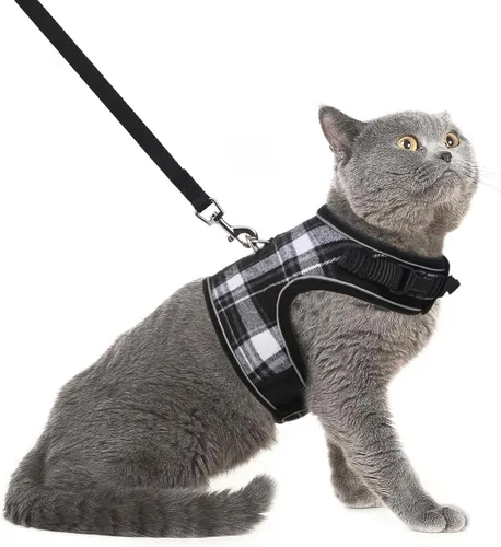 Miniatura 21 de PUPTECK Juego de arnés y correa de malla suave para gatos, arnés acolchado para mascotas, a prueba de escape, para gatos, perros pequeños, conejos