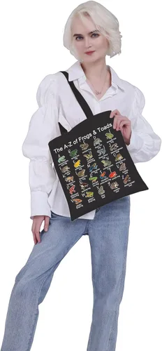 Miniatura 2 de VAMSII Bolso de mano con diseño de rana y sapo, bolsa estética para mujeres y niñas de la A-Z of Frogs & Toads
