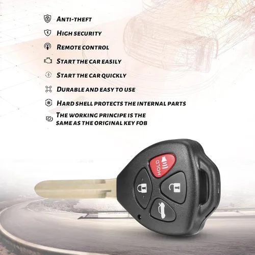 Miniatura 3 de VOFONO Llavero remoto de repuesto para Toyota Camry 2007 2008 2009 2010 2011/Corolla 2009-2010 Control remoto de entrada sin llave FCC ID: HYQ12BBY